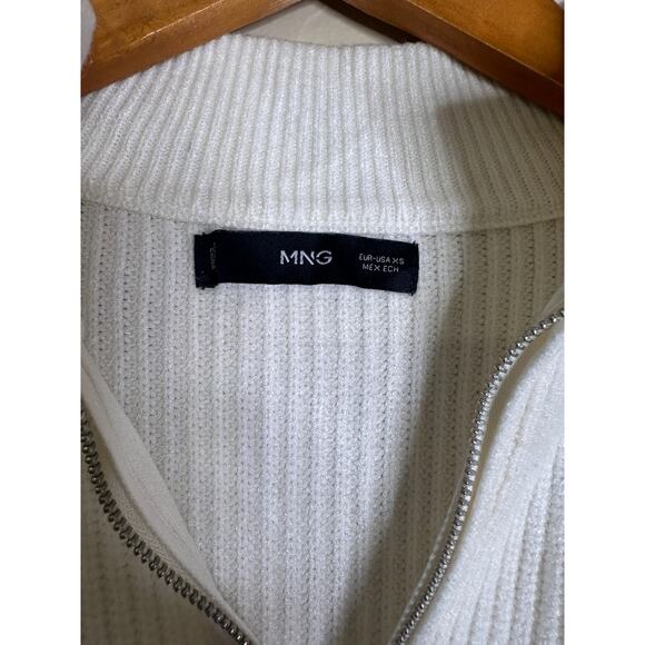 Mango White and Black Striped Half-Zip Collar Pullover Sweater size XS - Picture 3 of 6